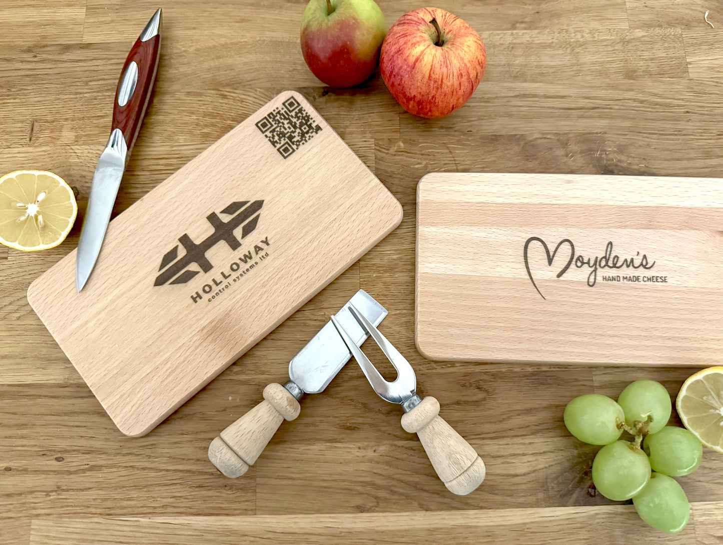 Custom Engraved Beech Cheese Boards for Corporate Gifts & Hospitality. 22.5x12.5x1.2 cm