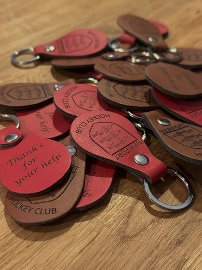 Custom Engraved Leather Key Ring for Corporate Branding & Promotional Gifts